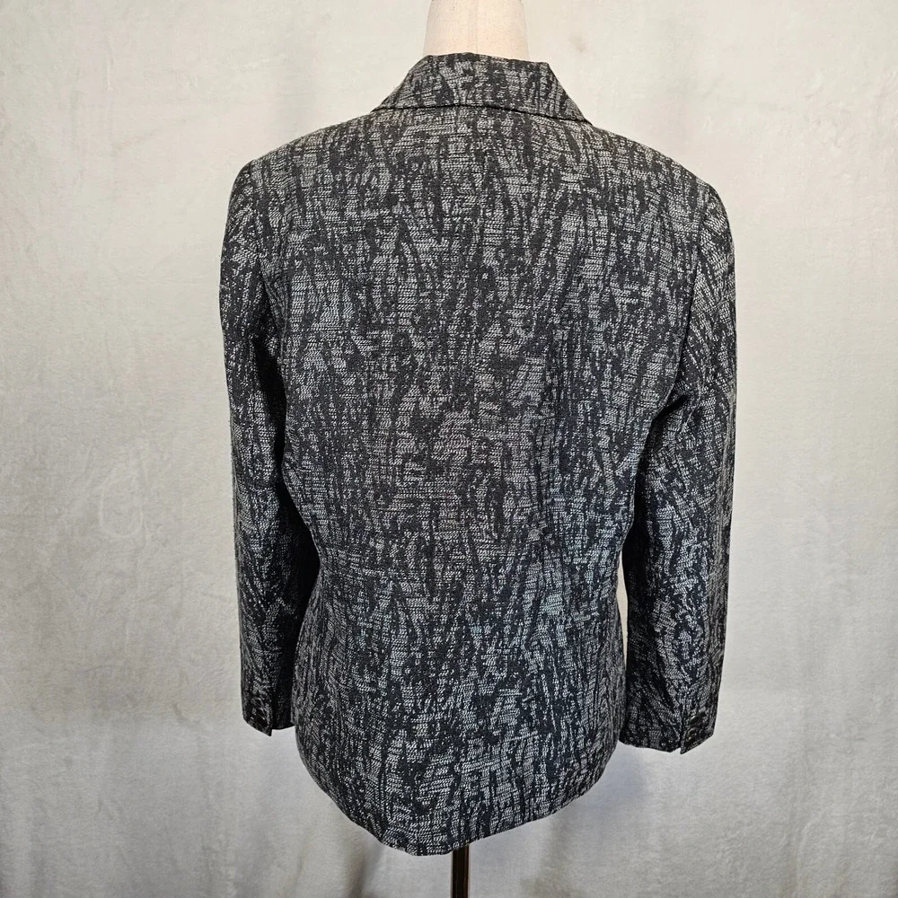 Coldwater Creek Size 12 Black Silver Floral‎ Jacket Blazer Womens Stylish Formal